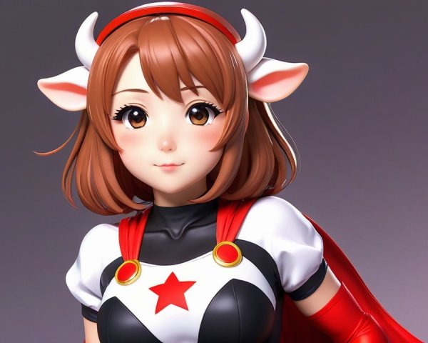 Anime-inspired figure of girl with cow ears and cape