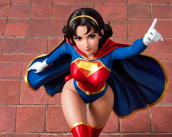 Superheroine in Vibrant Costume with Dynamic Pose