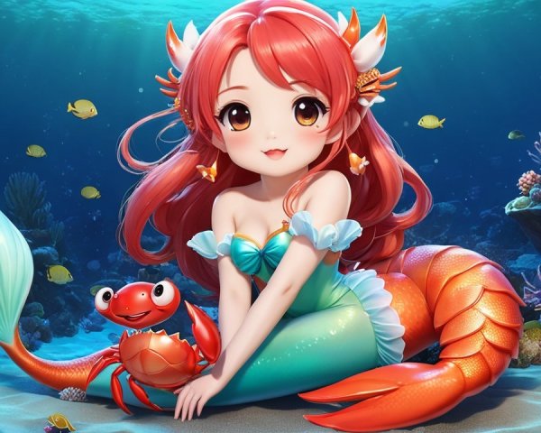 Vibrant Underwater Scene with Mermaid and Marine Life