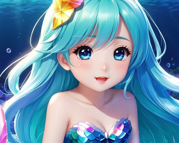 Vibrant Underwater Scene with a Mermaid and Coral Reefs