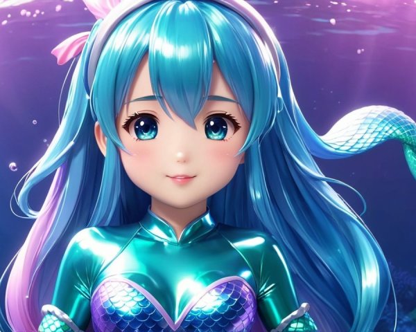 Vibrant Underwater Scene with Animated Mermaid Character