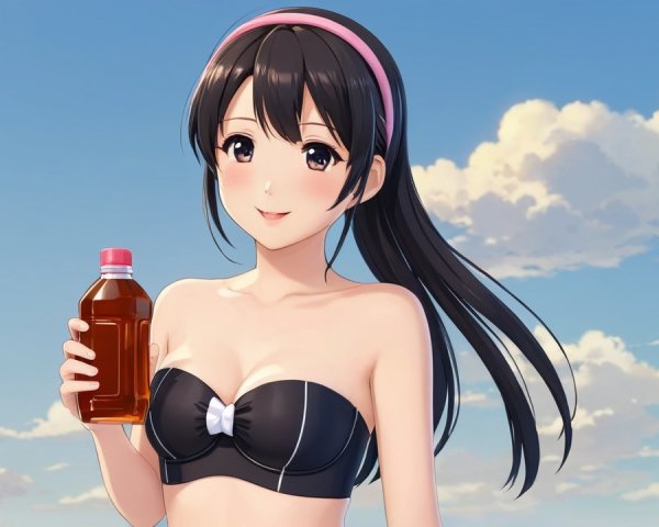 Anime Character Portrait of a Smiling Girl in Bikini