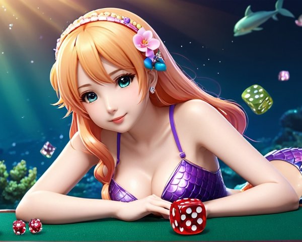 Underwater Scene with Mermaid and Casino Elements