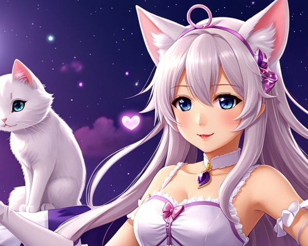 Fantasy character with silver hair and magical aura