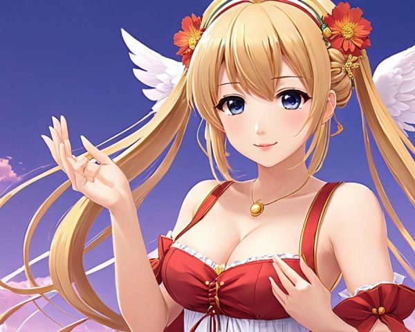 Anime Character with Blonde Hair and Angelic Wings