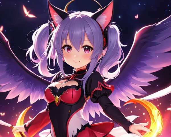 Anime Character with Lavender Hair in Starry Setting