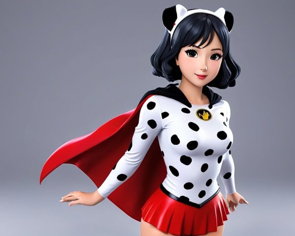 Stylized Animated Character in Playful Outfit