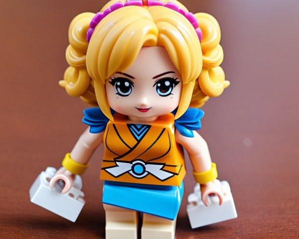 Colorful LEGO Figure of a Young Girl with Blocks
