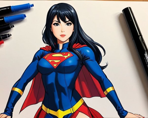 Illustration of a Female Superhero in Vibrant Colors