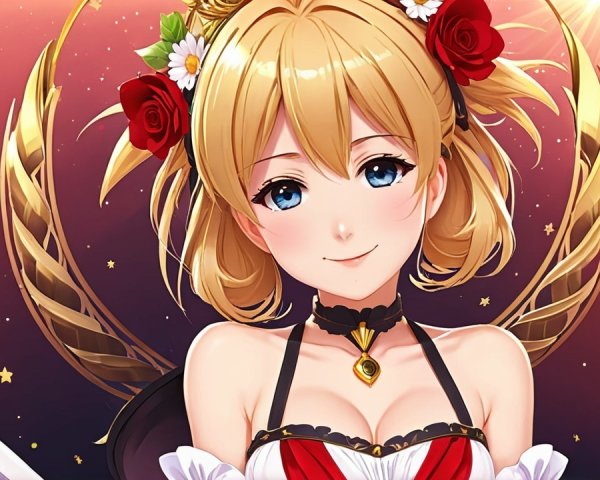 Anime Character with Golden Hair and Wings