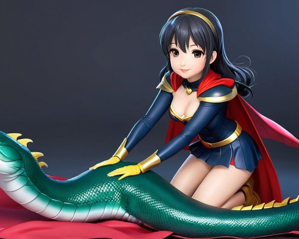 Stylized Animated Character with Dragon-like Creature