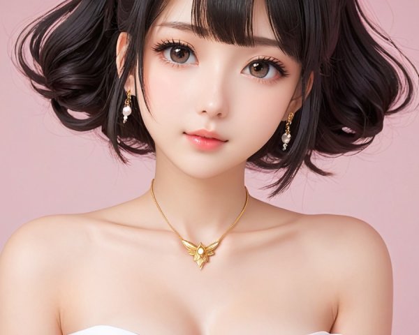 Young woman with expressive eyes and styled black hair