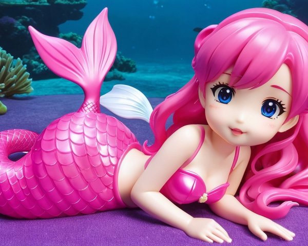 Vibrant Mermaid with Pink Hair and Shimmering Tail