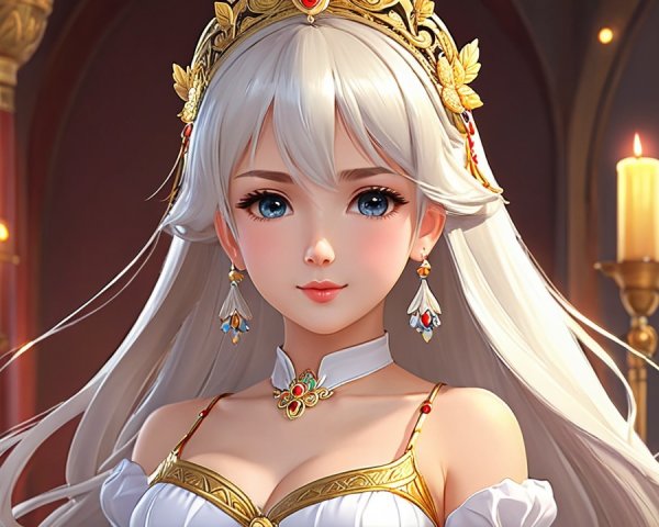 Detailed Character Design of a Young Woman in Gown