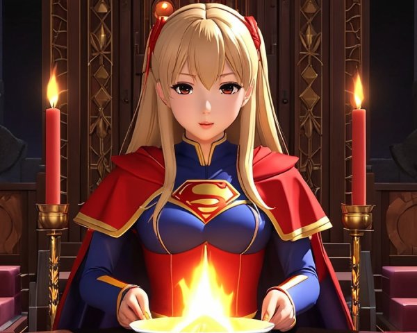 Mystical Character at Stone Table with Candles