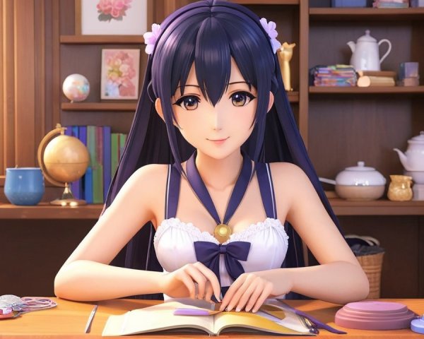Animated Character in a Cozy Study Room Setting