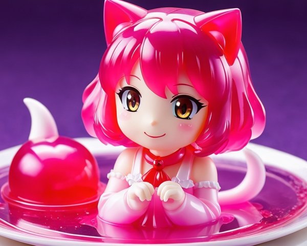 Vibrant Anime Character on Colorful Gelatin Dessert