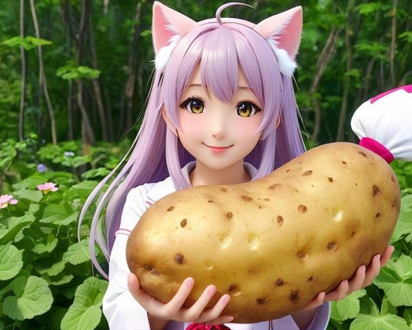 Anime Character with Lavender Hair in Green Setting