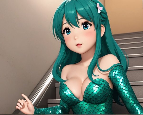 Animated Character in Sparkling Mermaid Outfit