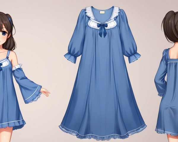 Stylized Character Design in Cute Blue Nightgown