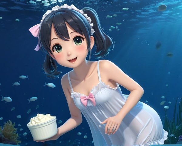Cheerful Animated Character in Underwater Scene