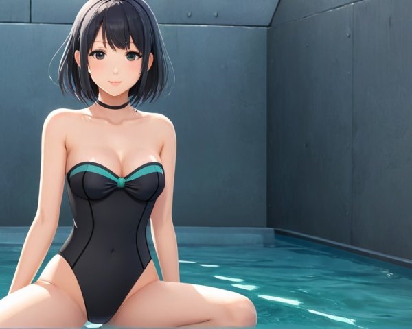 Digital Character in Pool with Modern Aesthetic