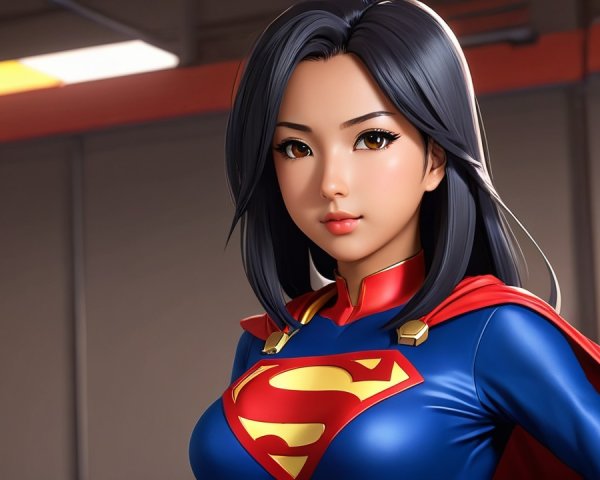 Heroic character in vibrant superhero costume with cape