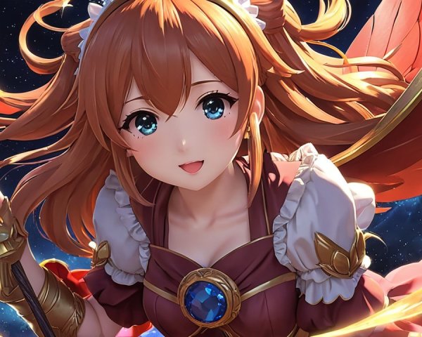 Vibrant Anime Character in Cosmic Background