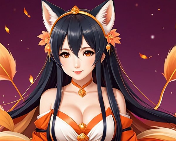Character with Fox Ears and Floral Adornments