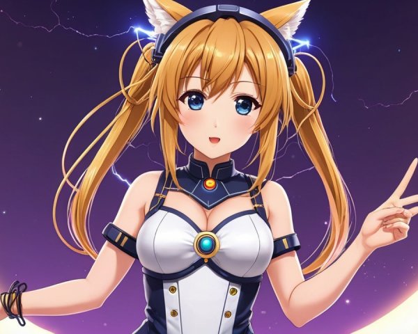 Character with Cat Ears in Futuristic Setting