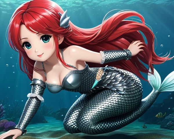 Vibrant Underwater Scene with Animated Mermaid