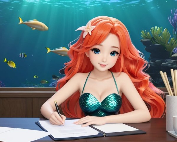 Vibrant Underwater Scene with Cheerful Character