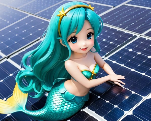 Mermaid on Solar Panels: Fantasy Meets Eco-Friendliness