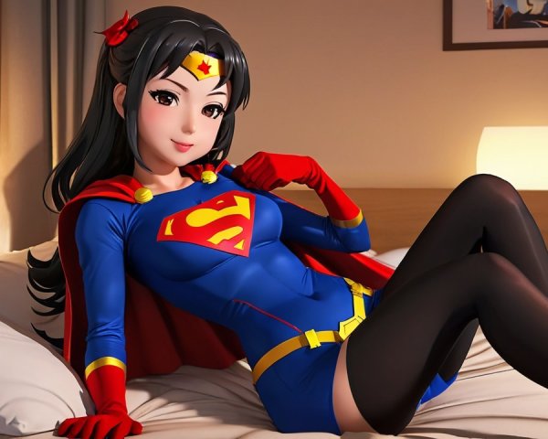 Anime Character Inspired by Wonder Woman and Superman