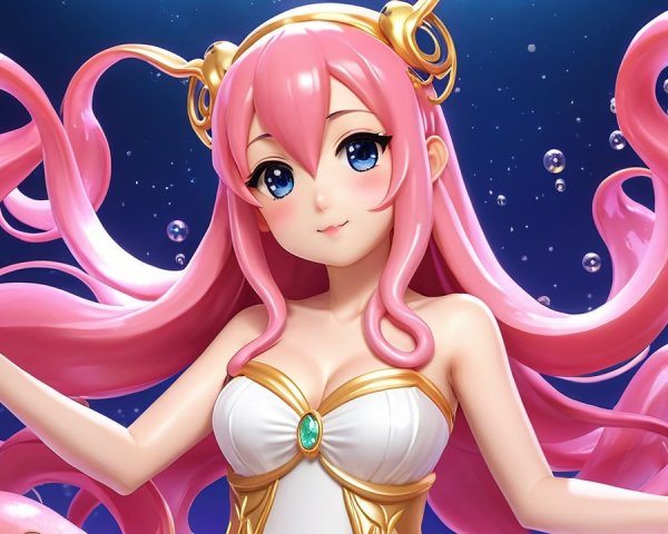 Vibrant Anime Character with Pink Hair and Blue Eyes