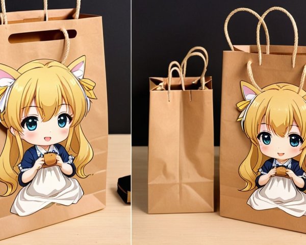 Brown Paper Bag with Cartoon Character Design