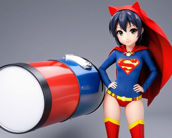 Stylized anime character in superhero outfit design