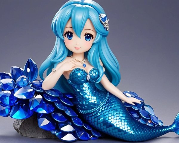 Charming Mermaid Figurine with Vibrant Blue Features