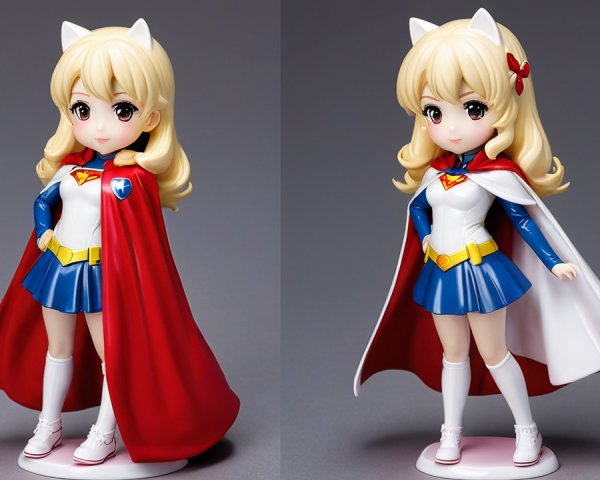 Stylized Female Superhero with Cat Ears and Costume