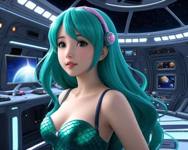 Animated Character in Futuristic Spaceship Setting