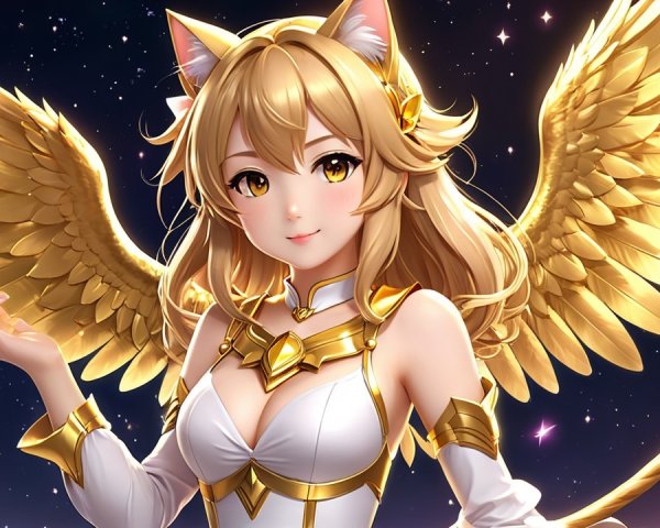 Character with Blonde Hair, Cat Ears, and Wings