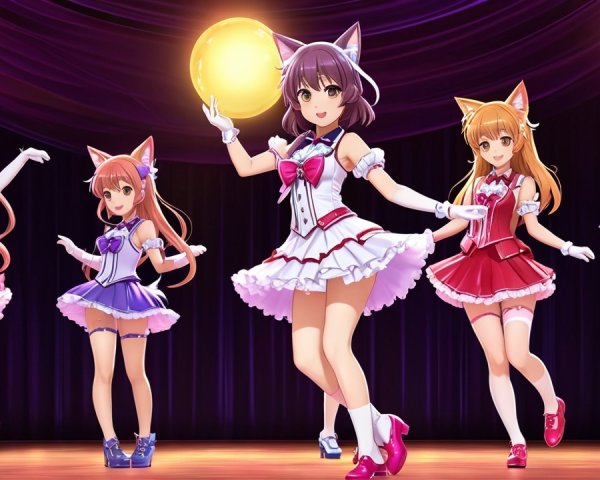 Five Colorful Animated Characters on Stage