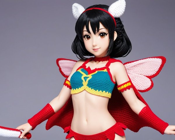 Anime-Inspired Character with Butterfly Wings and Sword