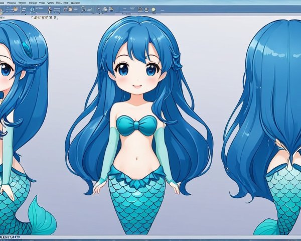 Stylized Anime Mermaid Character with Vibrant Features