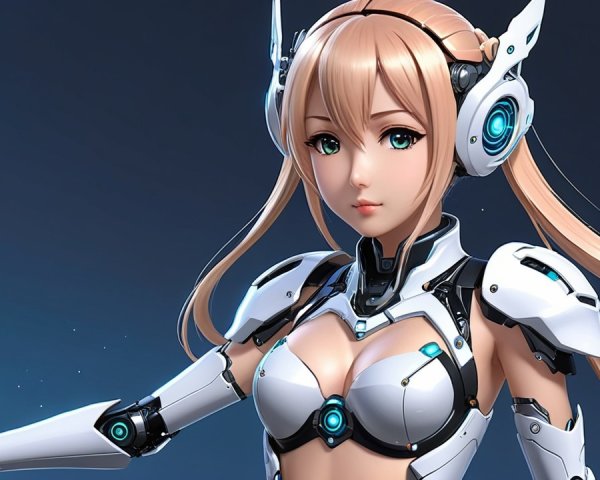 Futuristic Female Robot in High-Tech Armor Design