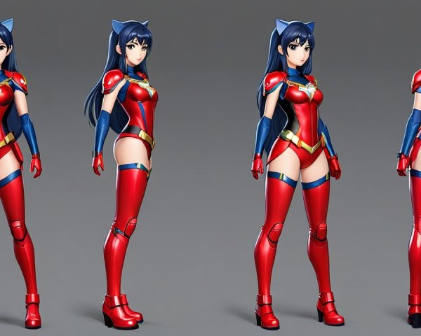 3D Character Model of Female Superhero in Dynamic Suit