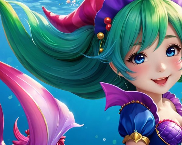 Whimsical Underwater Scene with Colorful Character