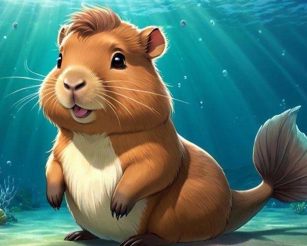 Animated Guinea Pig in Colorful Underwater Scene