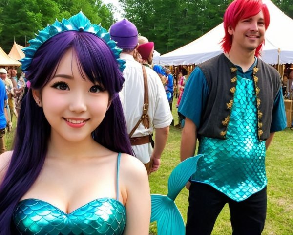 Vibrant Festival Scene with Colorful Costumes