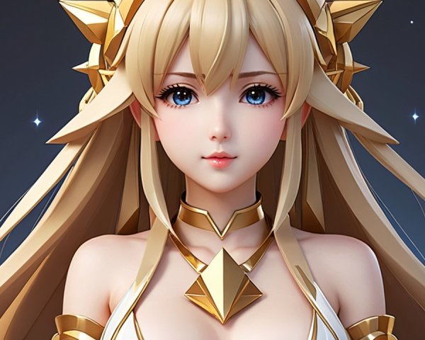 Stylized Anime Character with Wings and Golden Accents